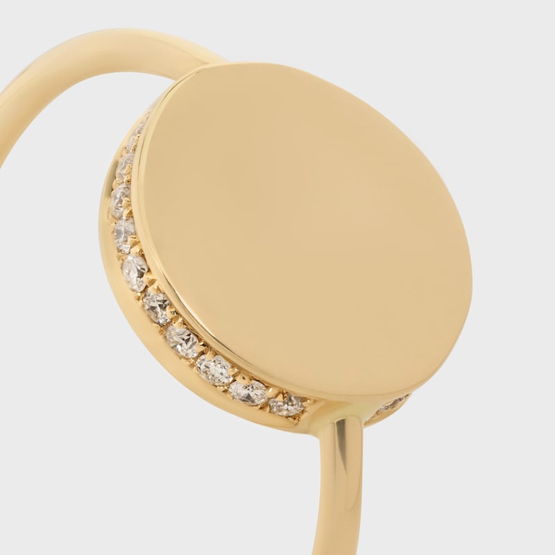 Medaille Celine Ring in Yellow Gold and Diamonds - Yellow Gold and White -  - 1 | CELINE