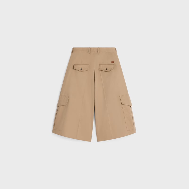 SHORTS CARGO MONTAUK IN COTONE E LINO - BEIGE SCURO -  - 1 | CELINE
