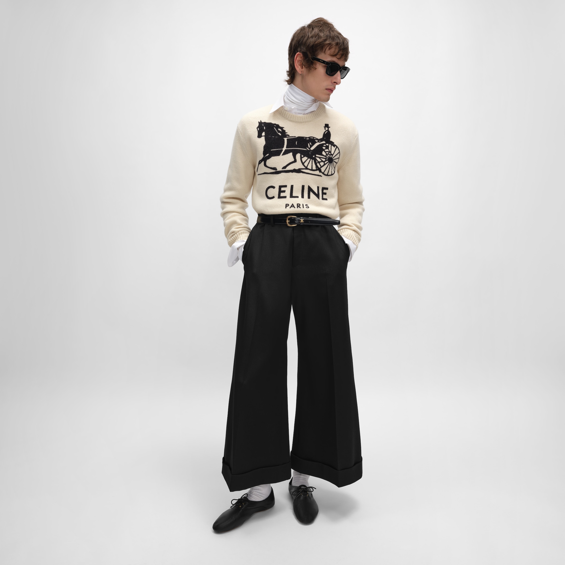 ドック パンツ / ウール＆モヘアギャバジン - ブラック | CELINE