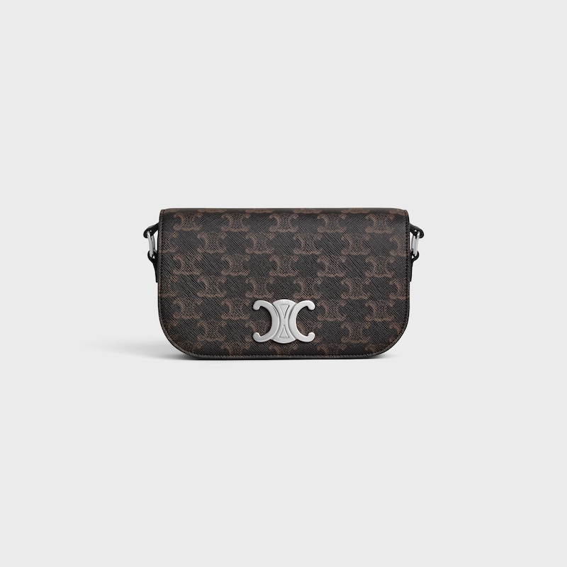 KLEINE TRIOMPHE UMH&Auml;NGETASCHE AUS TRIOMPHE CANVAS UND KALBSLEDER - SCHWARZ - TRIOMPHE-CANVAS - 1 | CELINE