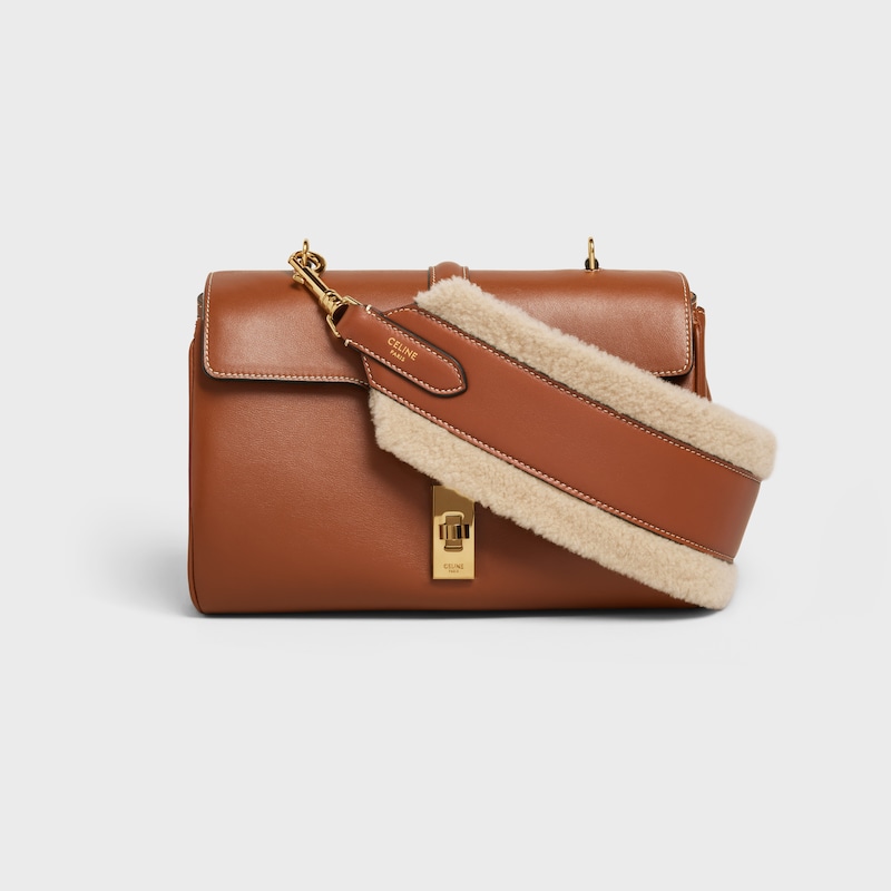 long strap in Shearling and calfskin - NATURAL / TAN - CHARMS AND ACCESSORIES - 1 | CELINE