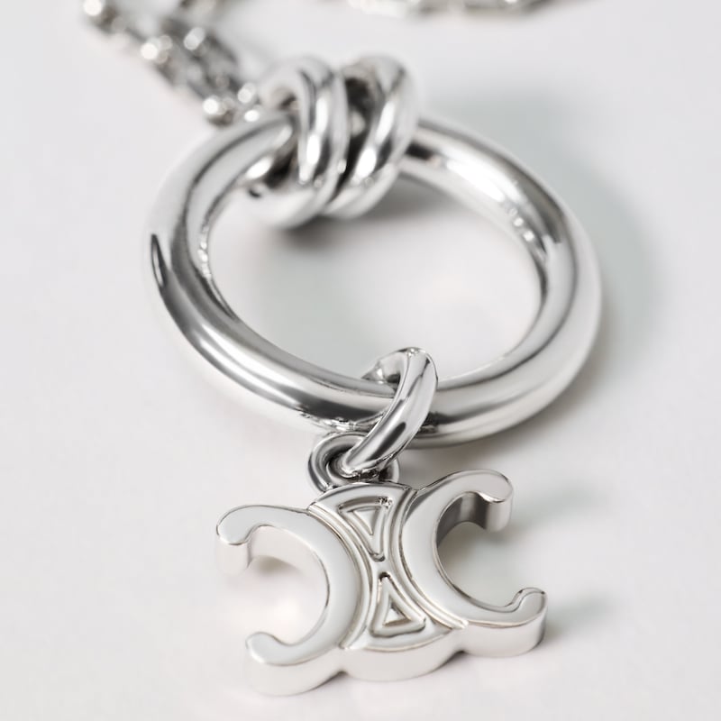 CELINE CHARMS TRIOMPHE NECKLACE IN BRASS WITH RHODIUM FINISH - SILVER - CELINE CHARMS - 1 | CELINE