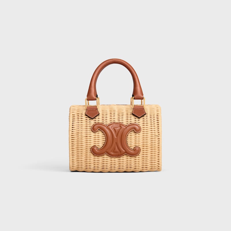 SMALL BOSTON cuir triomphe in WICKER AND CALFSKIN - NATURAL / TAN - TOP-HANDLE BAGS - 1 | CELINE