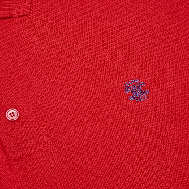 CAMISA ESTILO POLO DE PUNTO DE PIQU&Eacute; DE ALGOD&Oacute;N - Rojo/Azul -  - 1 | CELINE