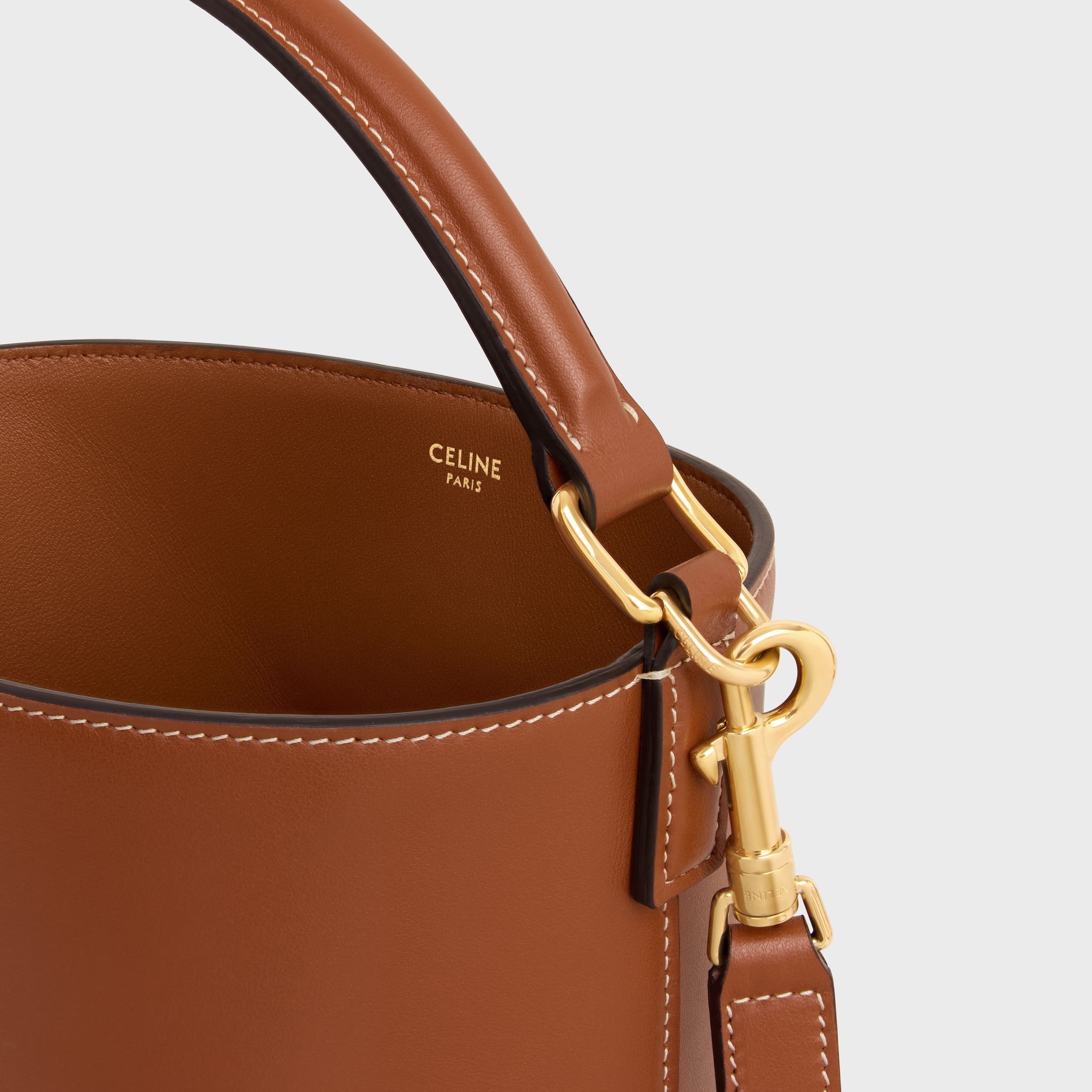 CELINE Louise レザーバケットバッグ Small SMALL BUCKET LOUISE IN SMOOTH CALFSKIN - TAN | CELINE