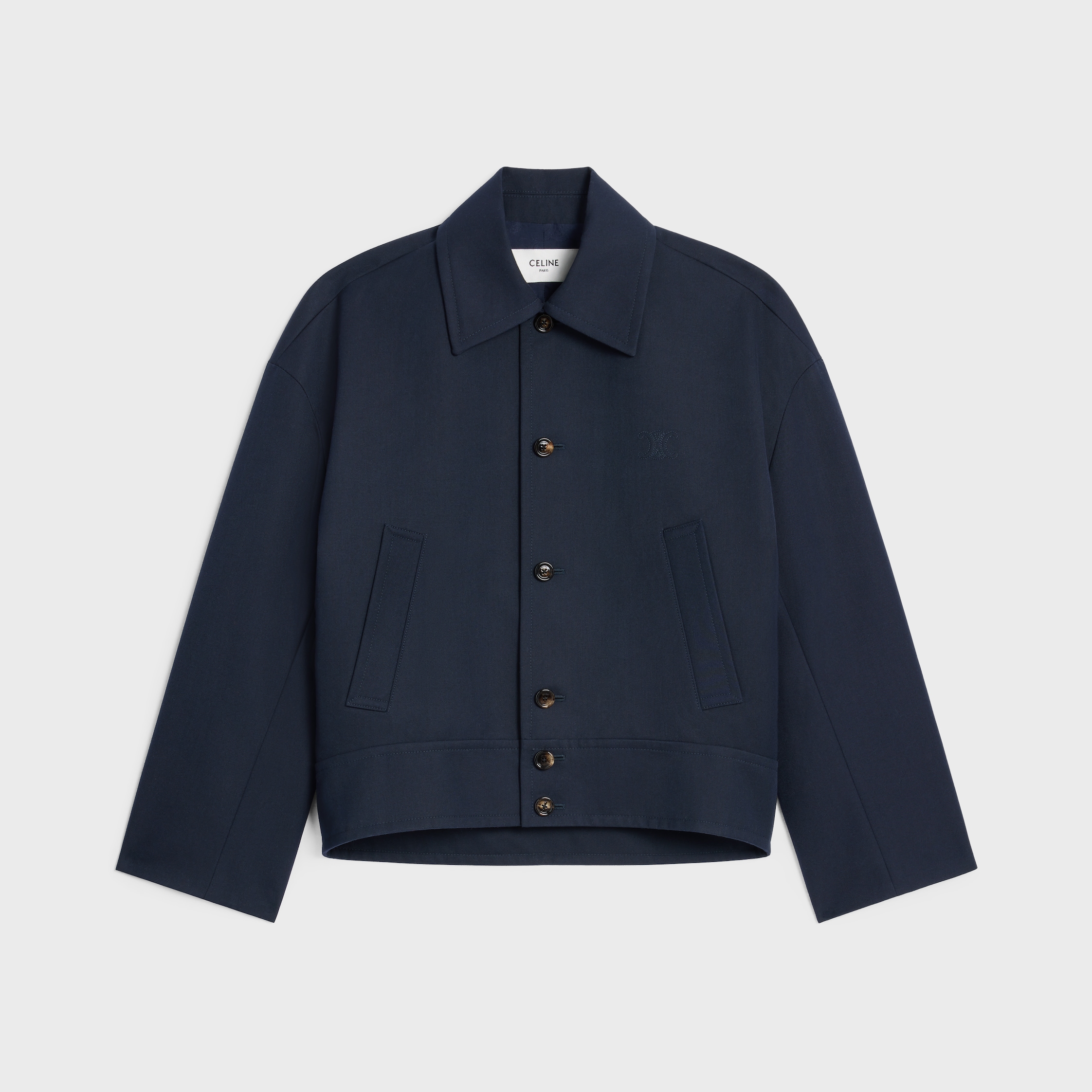 celine navy jacket 極美品38ネイビー CELINE セリーヌ バイエディスリマン バックロゴロングコーチ