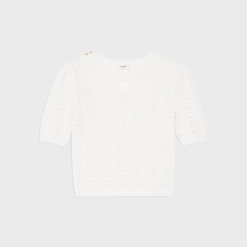 top IN cotton pointelle - WHITE -  - 1 | CELINE