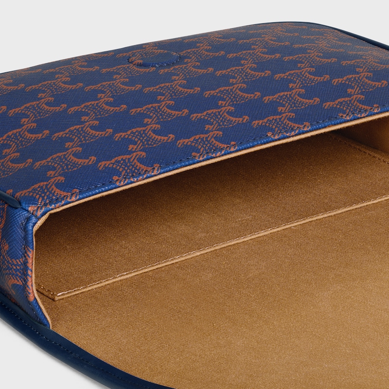 MESSENGER FOLCO PEQUEÑO DE LONA TRIOMPHE Y PIEL DE BECERRO - AZUL MARINO INTENSO - BOLSOS EN BANDOLERA - 1 | CELINE