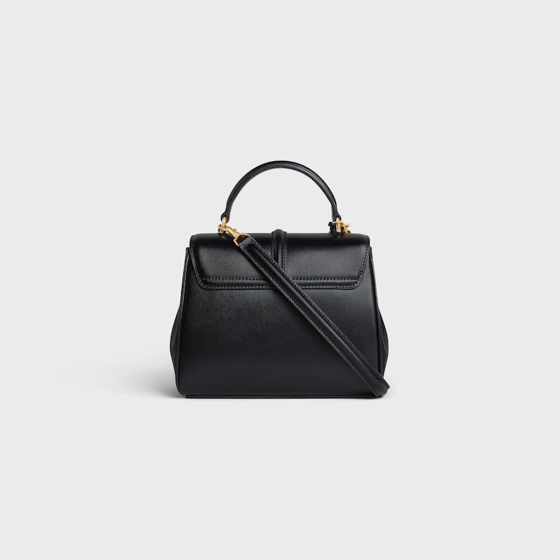 MINI 16 IN Satinated Calfskin - BLACK - TOP-HANDLE BAGS - 1 | CELINE
