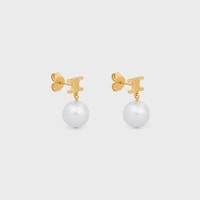 Les Perles Celine Earrings in Brass with Gold Finish and Resin Pearls - GOLD / IVORY - EARRINGS - 2 | CELINE
