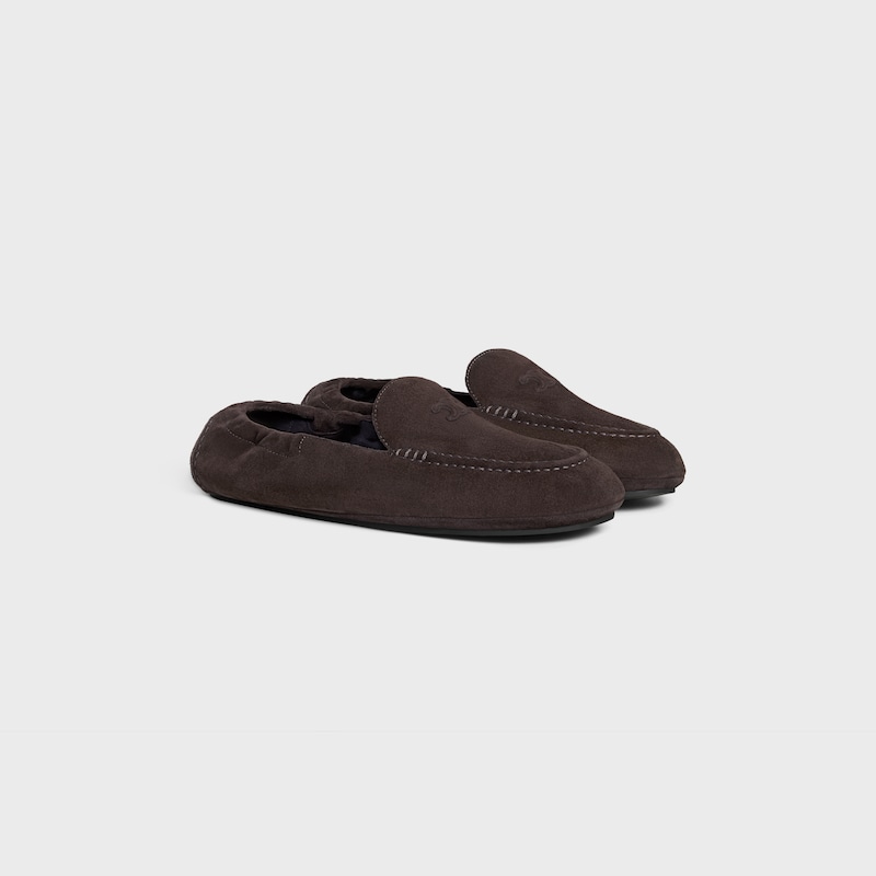 ADAM LOAFER IN SUEDE CALFSKIN - DARK BROWN -  - 1 | CELINE