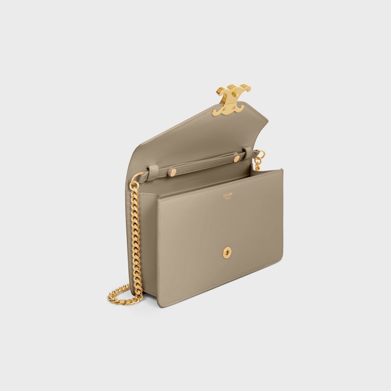 WALLET ON CHAIN MARGO IN Shiny calfskin - MODERN TAUPE - MORE LINES - 1 | CELINE