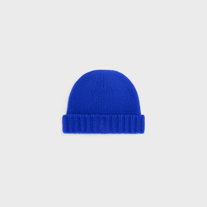 triomphe beanie IN cashmere and silk - BLEU ROI -  - 1 | CELINE