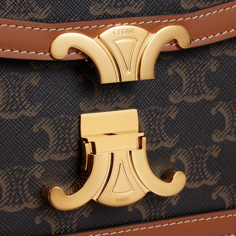 TEEN TRIOMPHE BAG IN Triomphe Canvas and Calfskin - Tan - SHOULDER BAGS - 1 | CELINE