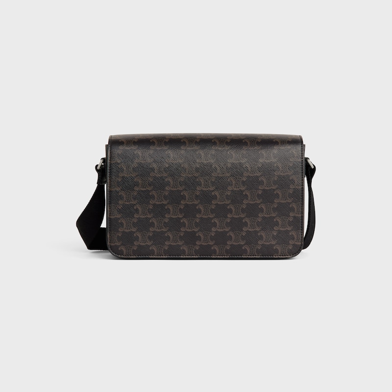 Flap Messenger bag IN TRIOMPHE CANVAS AND CALFSKIN - BLACK - CELINE ESSENTIALS - 1 | CELINE