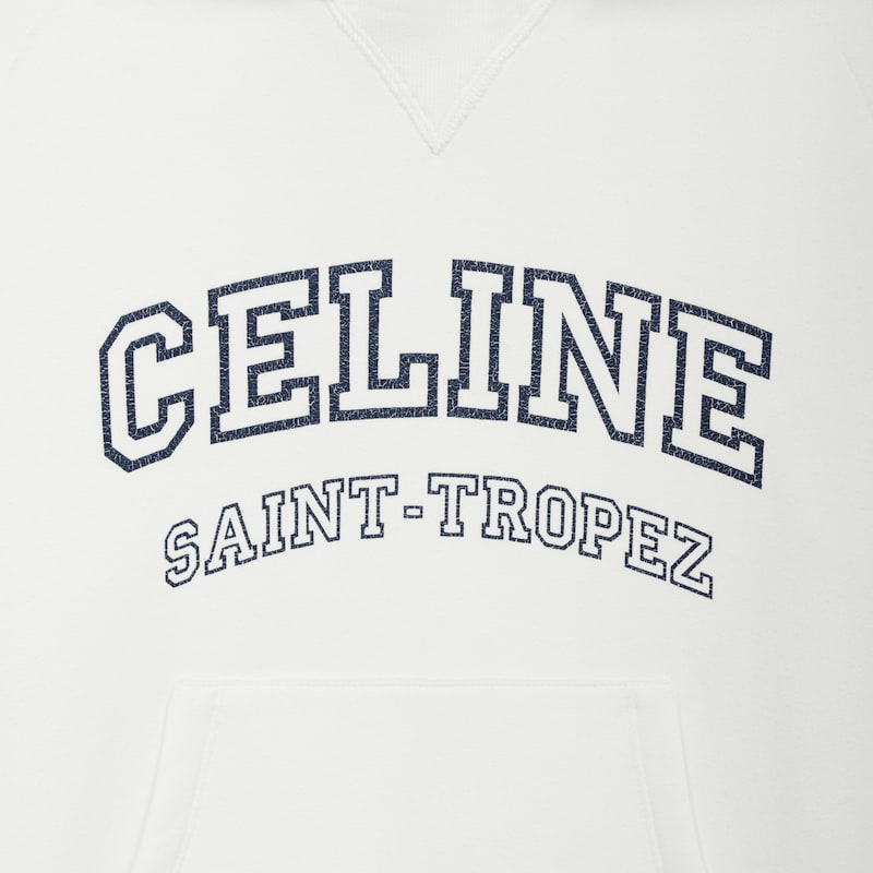 celine hoodie in fleece cotton - OFF WHITE / NAVY -  - 1 | CELINE