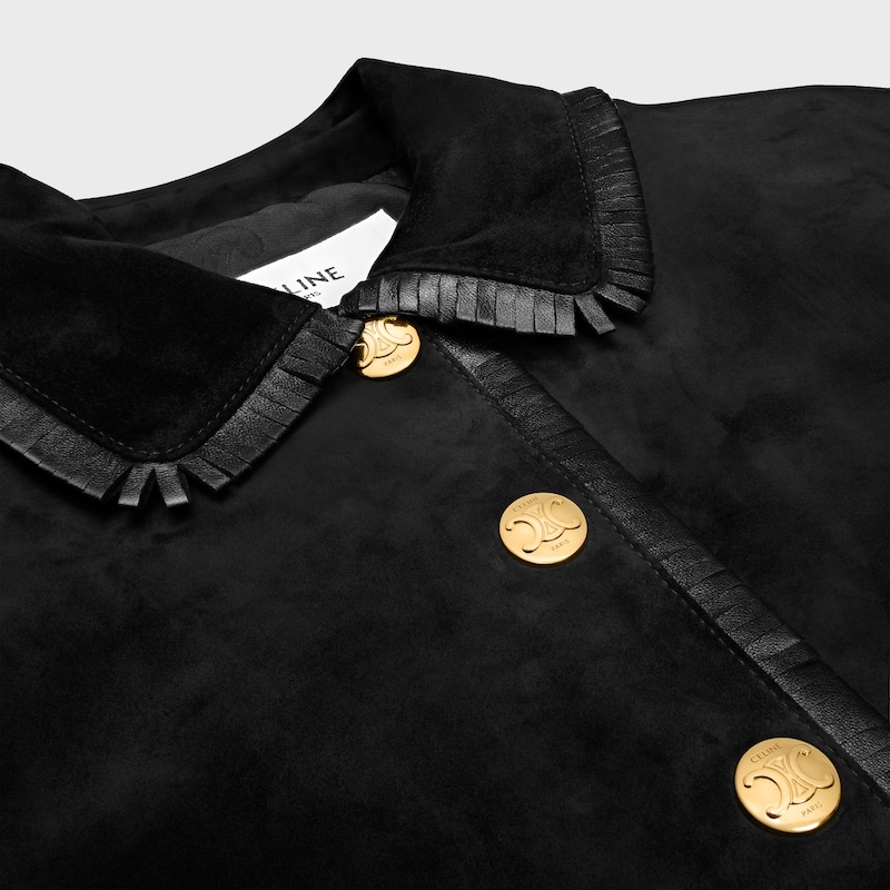 straight blouson jacket IN SUEDE - BLACK -  - 1 | CELINE