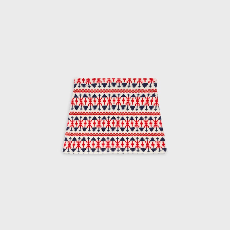 mini skirt IN FAIR ISLE WOOL AND CASHMERE - WHITE / BLUE / RED -  - 1 | CELINE