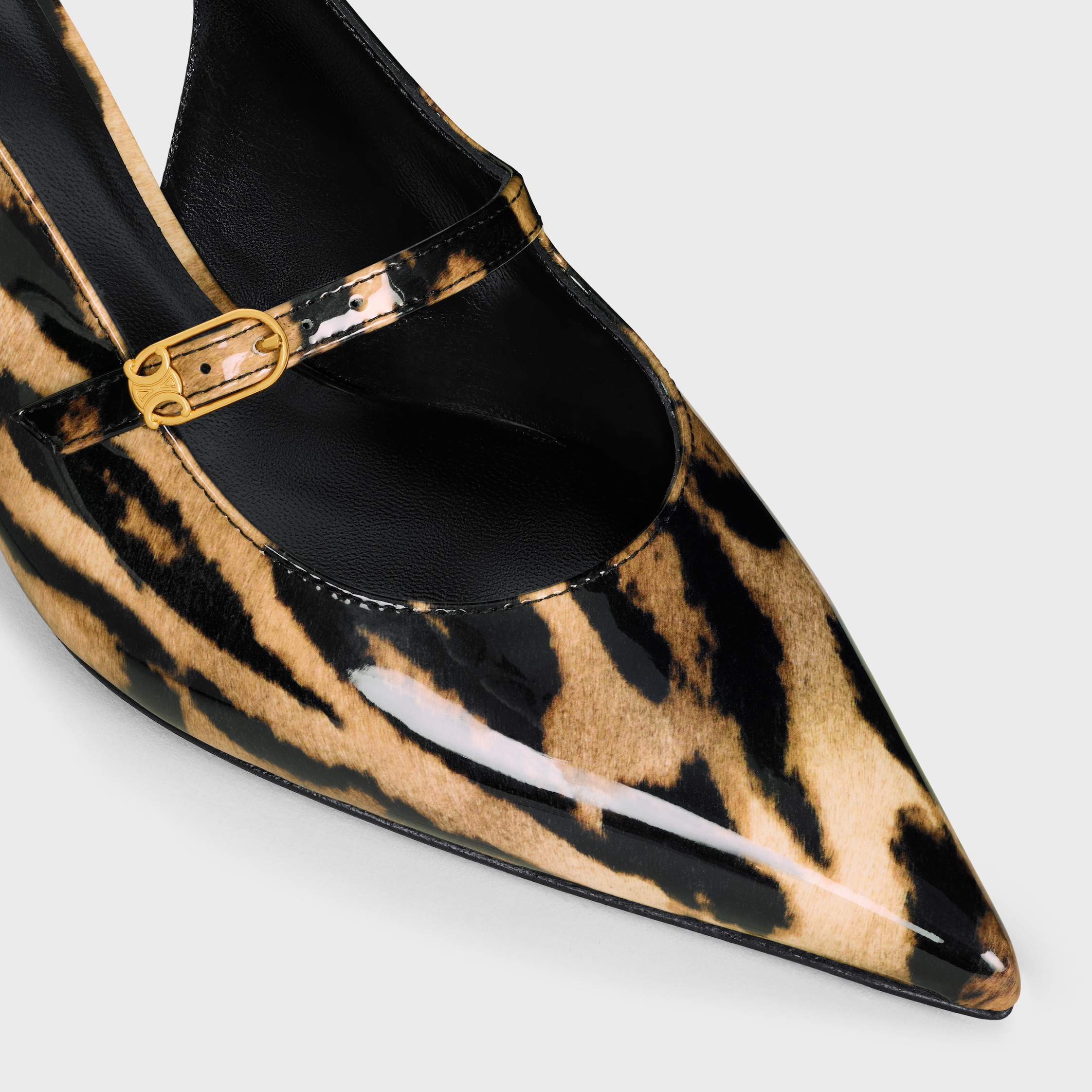 【CELINE】Judy マリージェーン パイソン＆パテント コンビ CELINE JUDY MARY JANE SLINGBACK IN PRINTED LEOPARD PATENT