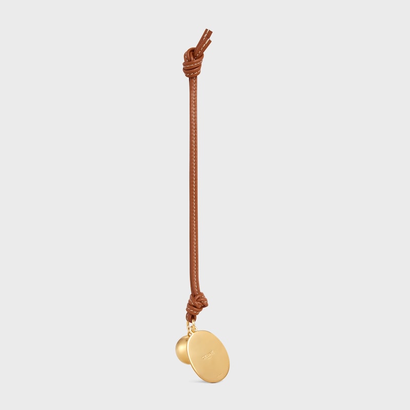 MAISON CELINE MEDALLION CHARM IN SMOOTH LAMBSKIN AND METAL - TAN - BAG CHARMS - 1 | CELINE