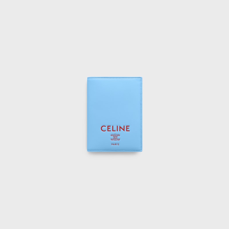 PASSPORT COVER TAKEAWAY IN SMOOTH LAMBSKIN - SKY BLUE / RED - TECH ACCESSORIES - 1 | CELINE