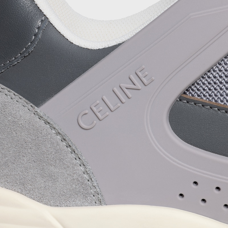 CELINE TRAINER CT-09 LOW LACE-UP SNEAKER IN SUEDE CALFSKIN, CALFSKIN AND MESH - DARK GREY -  - 1 | CELINE