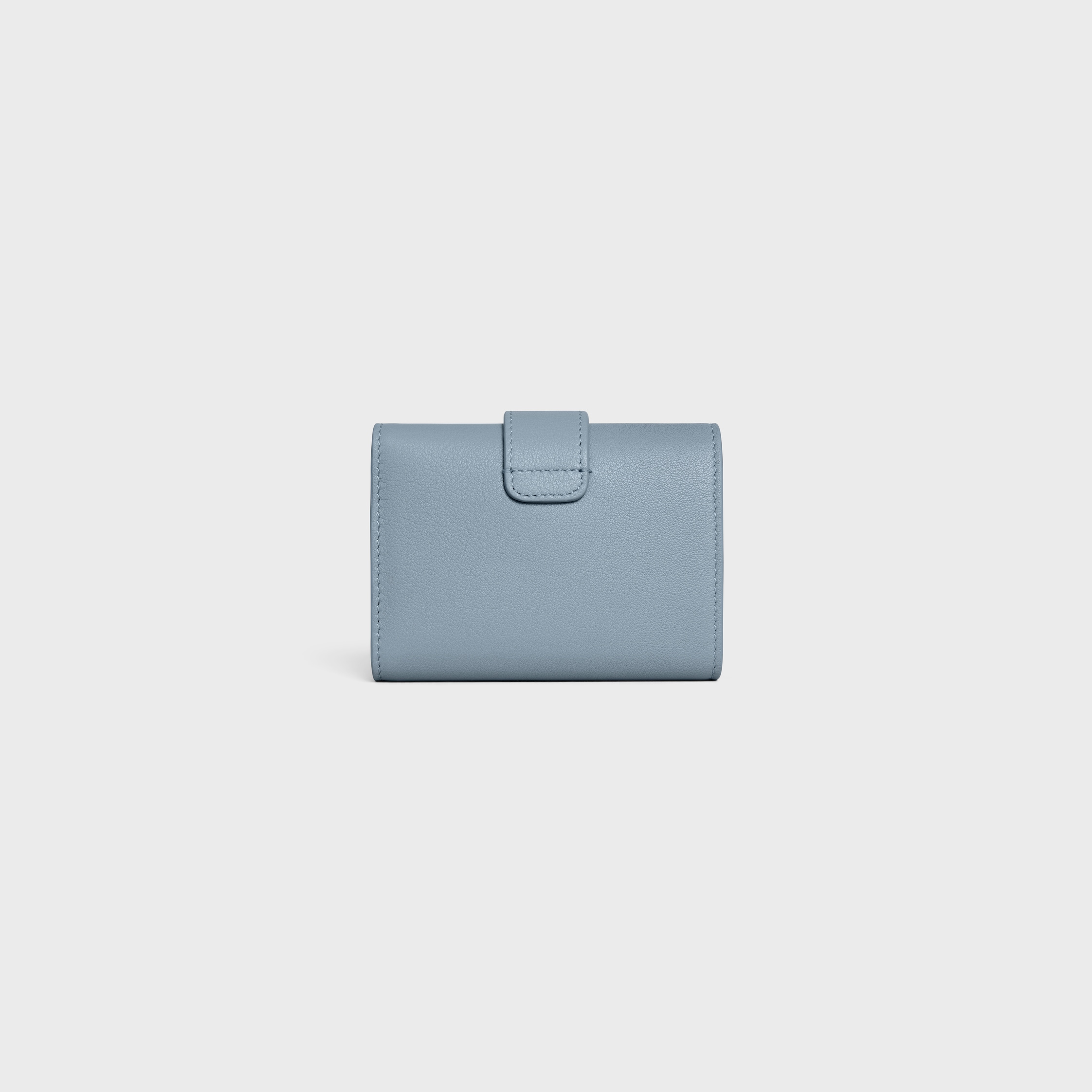 FINE STRAP WALLET NINO IN SUPPLE GRAINED CALFSKIN - LIGHT DENIM