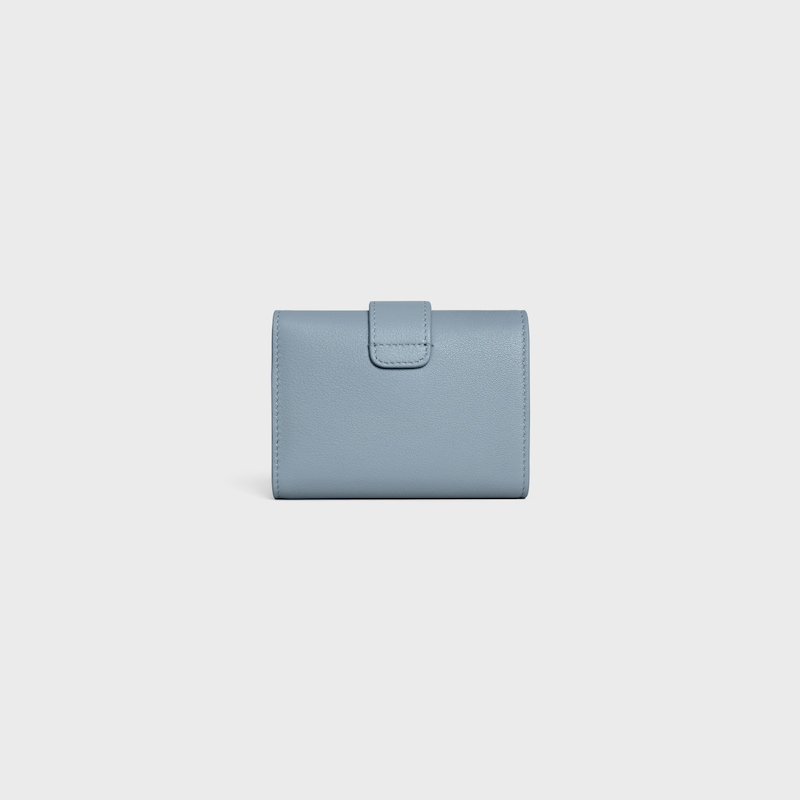 FINE STRAP WALLET NINO IN SUPPLE GRAINED CALFSKIN - LIGHT DENIM - WALLETS - 1 | CELINE