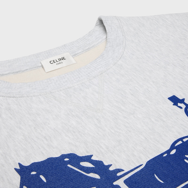 sweatshirt IN cotton fleece - PALE GREY / ROYAL BLUE -  - 1 | CELINE