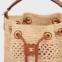 CLARA CELINE CLASSIC PANIER in RAFFIA AND CALFSKIN - TAN - BUCKET BAGS - 1 | CELINE