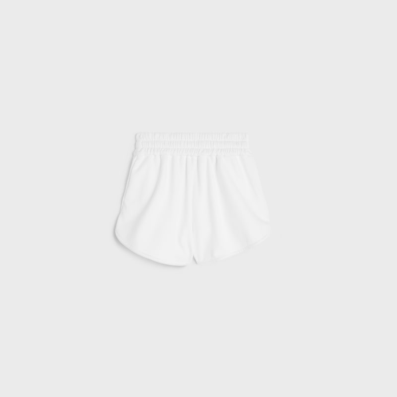 mini shorts IN cotton fleece - OPTIC WHITE / BLEU KLEIN -  - 1 | CELINE