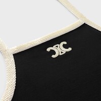 Triomphe刺繡棉質平紋針織背心 - 黑色 / 白色 -  - 1 | CELINE