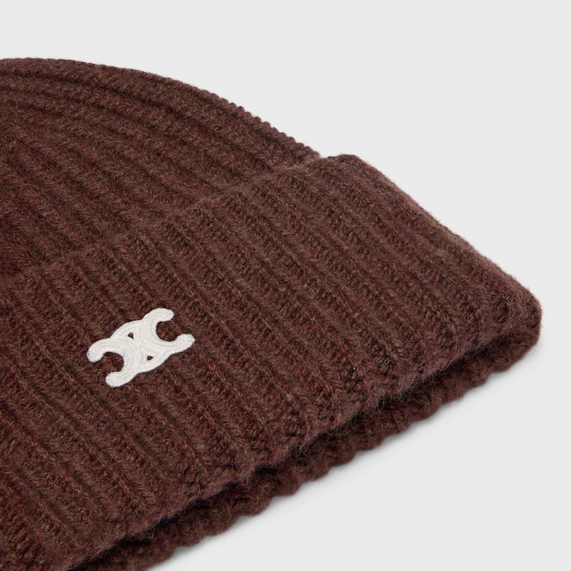 triomphe beanie IN SEAMLESS CASHMERE - BROWN -  - 1 | CELINE