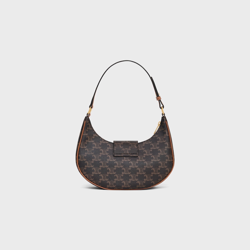 AVA TRIOMPHE標誌印花及牛皮革中號手袋 - 棕黃色 - AVA - 1 | CELINE