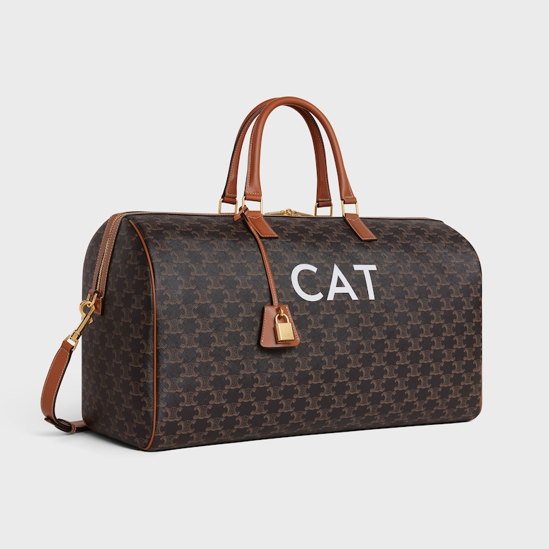 Travel 50 in Triomphe Canvas with Cat Print - TAN - Golden Week - 1 | CELINE
