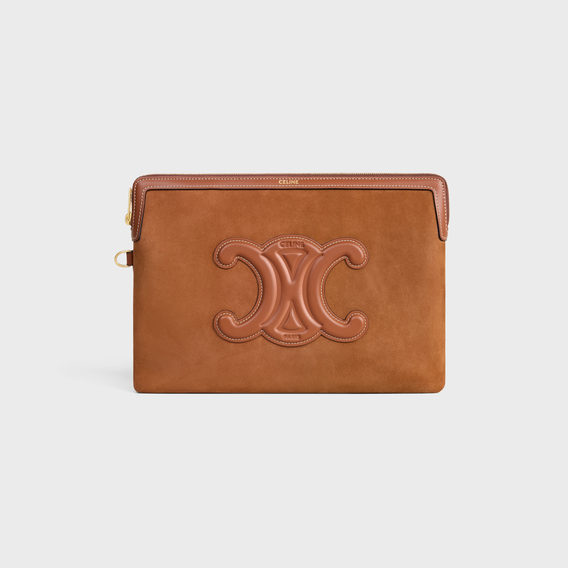 SMALL POUCH WITH STRAP CUIR TRIOMPHE IN NUBUCK CALFSKIN
