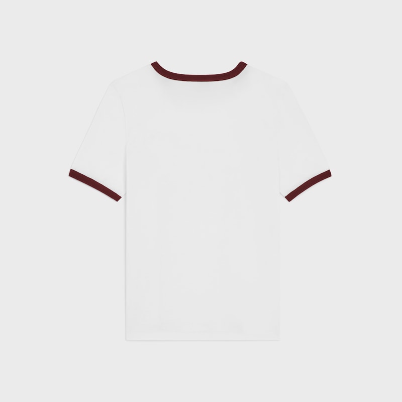 t-shirt IN cotton jersey - WHITE/ BURGUNDY -  - 1 | CELINE