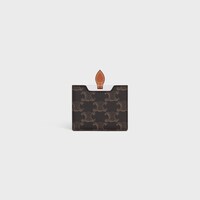 MIRROR WITH POUCH IN TRIOMPHE CANVAS AND CALFSKIN - TAN - LIPSTICKS AND ACCESSORIES - 1 | CELINE