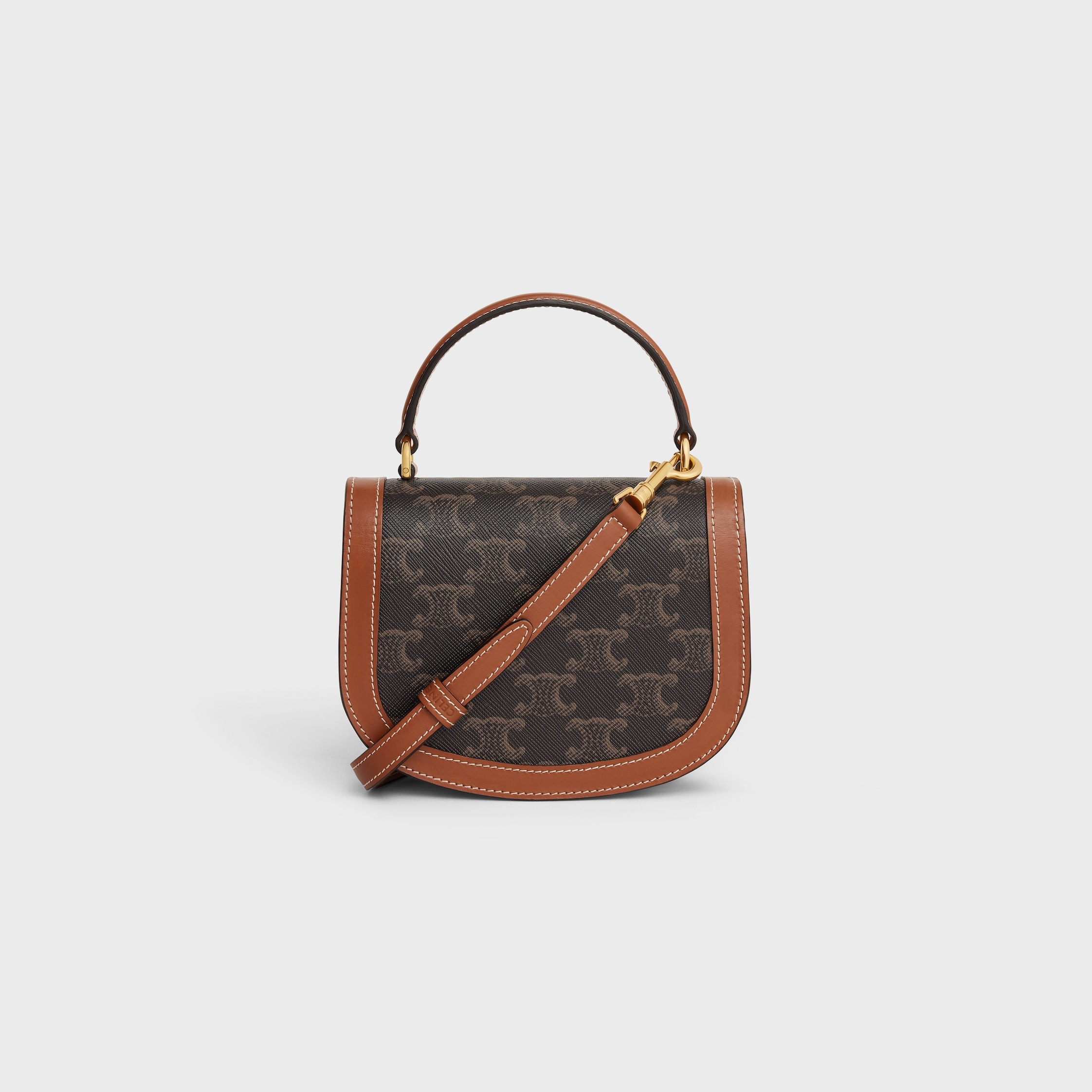 24新作 CELINE ミニ ブザス クレア トリオンフ キャンバス ミニ ブザス クレア / シャイニーカーフスキン - ブラック | CELINE