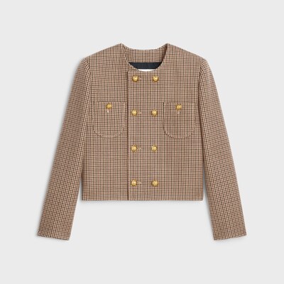 첼시 재킷 - 더블 하운즈투스 울 - 보르도/베이지/블랙 -  - tileIndex | CELINE