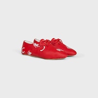 BALLET - LACE-UP SHOE IN "C" AND "Calèche" Stamped Lambskin - RED/WHITE -  - 2 | CELINE
