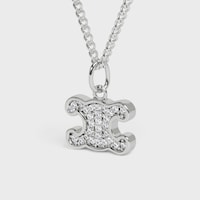 Triomphe Rhinestone Necklace in Brass with Rhodium Finish and Crystals - SILVER - NECKLACES - 2 | CELINE