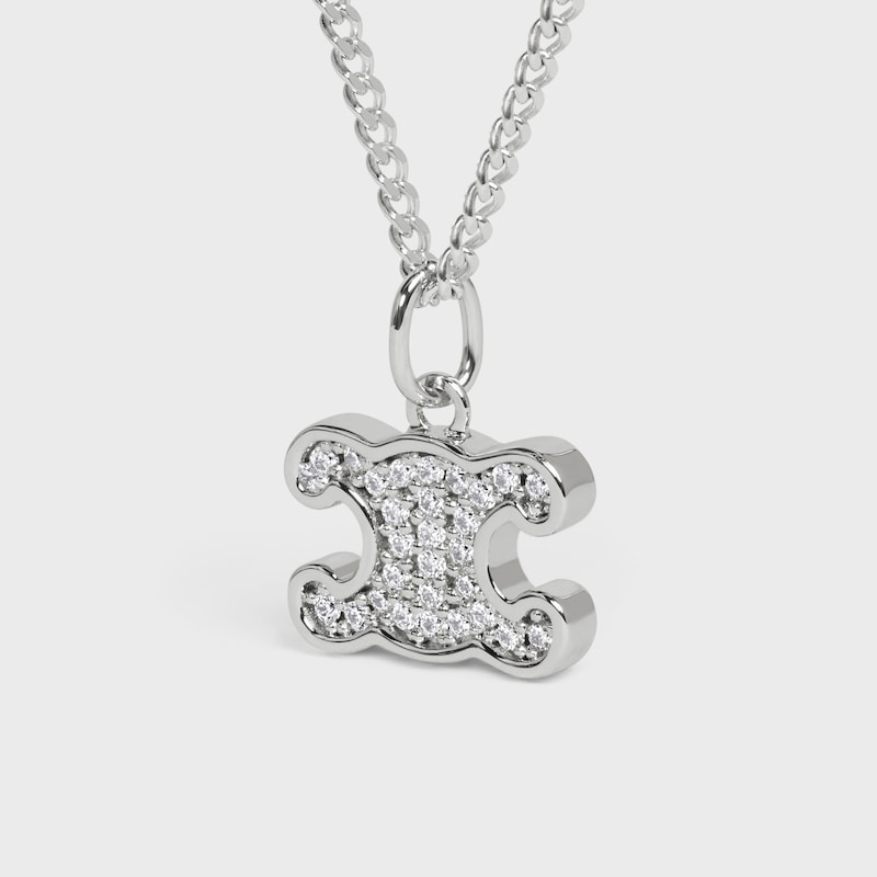 Triomphe Halskette mit Strass aus Messing mit Rhodium-Finish und Kristallen - SILBER - HALSKETTEN - 1 | CELINE