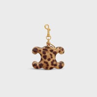 TRIOMPHE pom-pom keyring in PONY WITH LEOPARD PRINT AND CALFSKIN - LEOPARD - CHARMS AND ACCESSORIES - 1 | CELINE