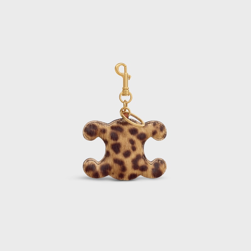 TRIOMPHE pom-pom keyring in PONY WITH LEOPARD PRINT AND CALFSKIN - LEOPARD - BAG CHARMS - 1 | CELINE