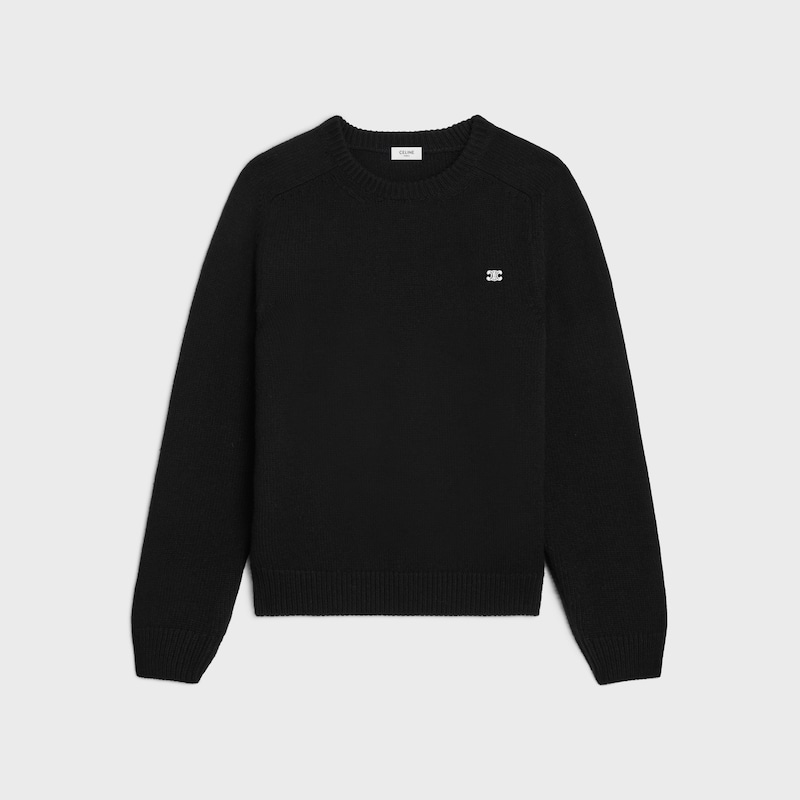 crew neck sweater IN WOOL AND CASHMERE - BLACK -  - 1 | CELINE