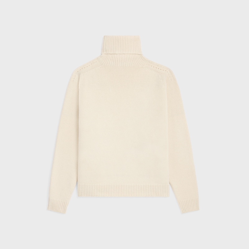 turtleneck sweater IN SEAMLESS CASHMERE - IVORY -  - 1 | CELINE