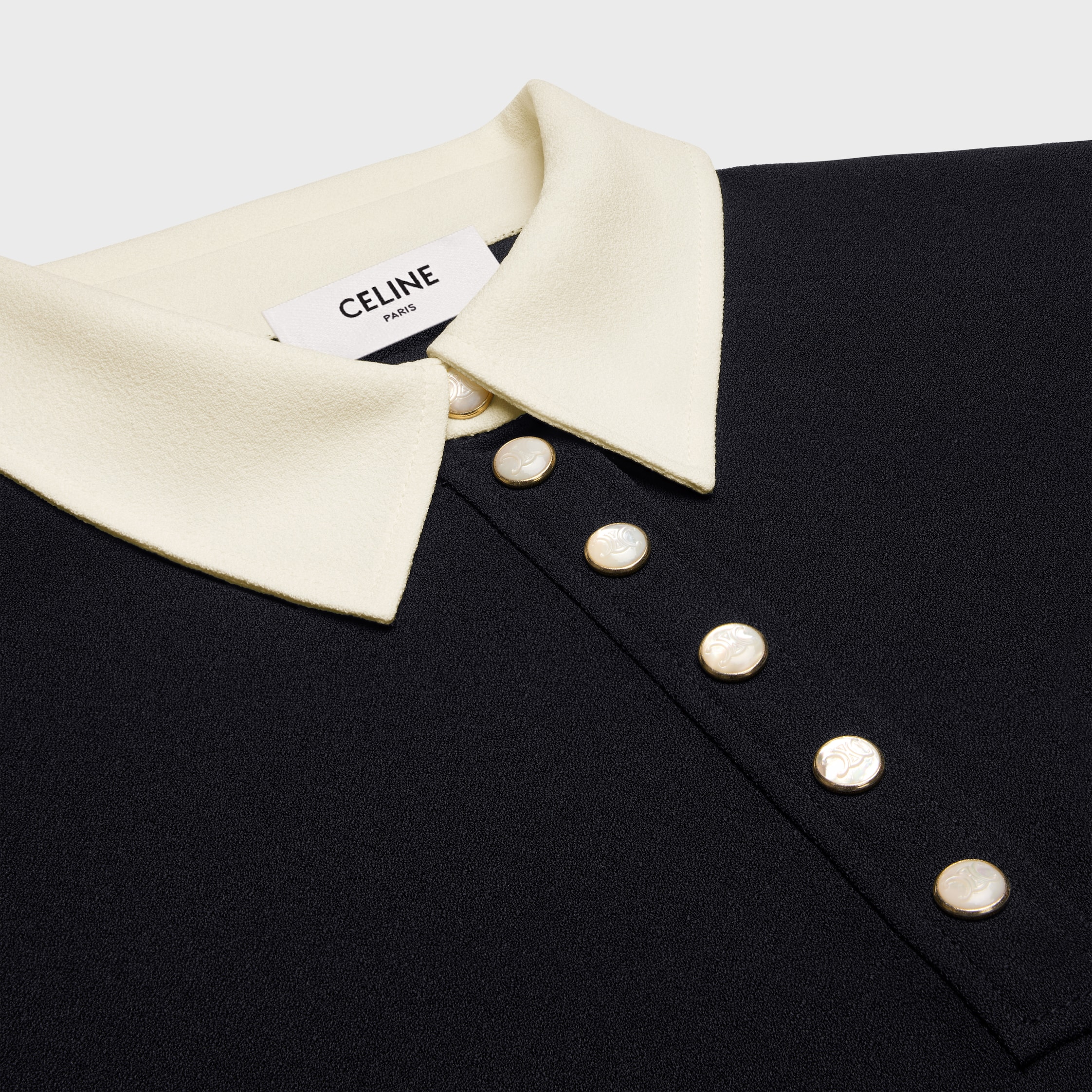 ワンピース MINI POLO DRESS IN VISCOSE 2R70M865C.38NO MINI POLO DRESS IN VISCOSE SABLÉ - BLACK | CELINE