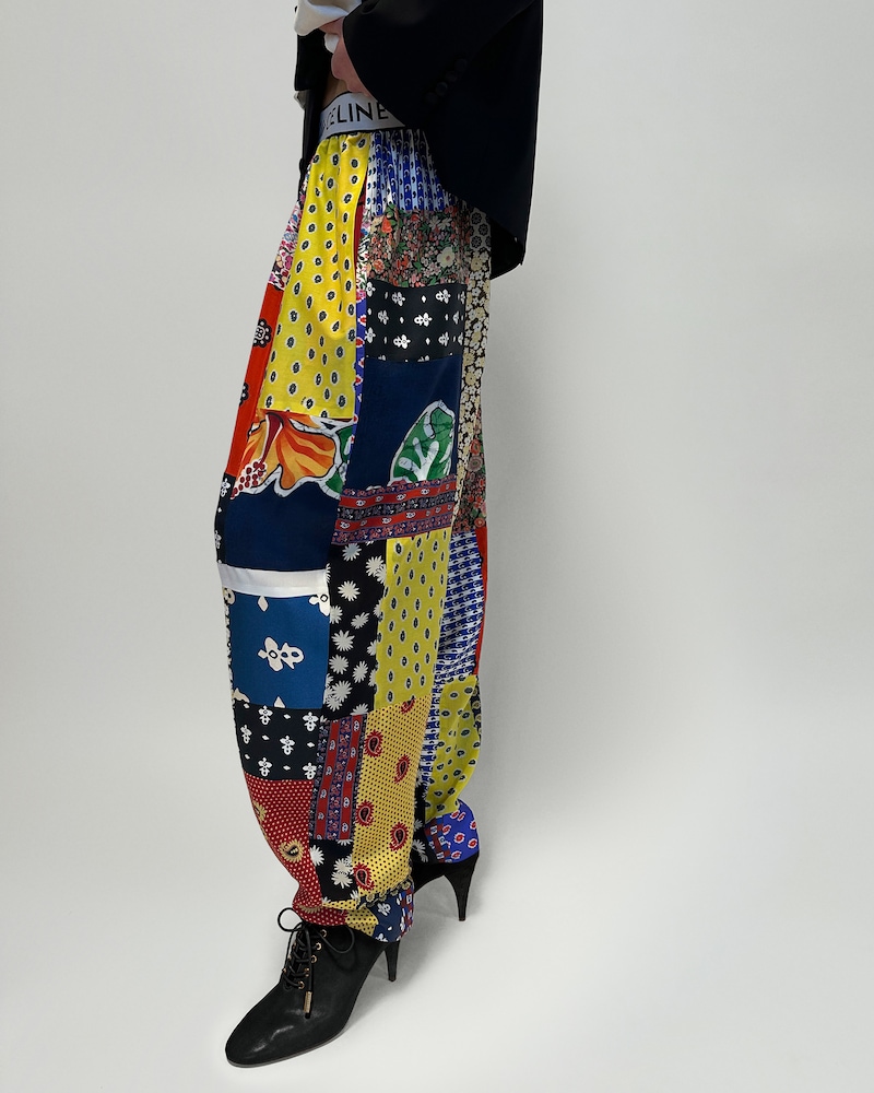 patchwork trousers IN silk - MULTICOLOR -  - 1 | CELINE