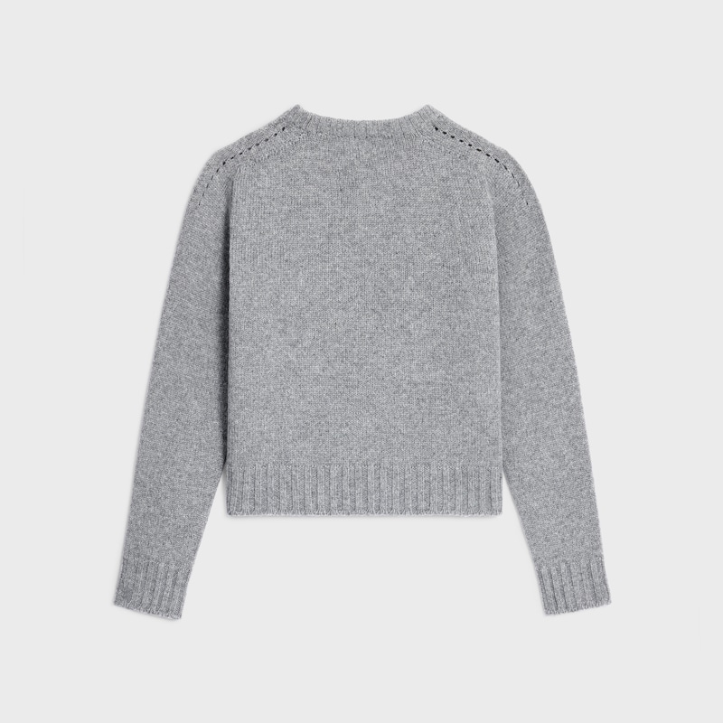 crewneck sweater IN SEAMLESS CASHMERE - MEDIUM GREY -  - 1 | CELINE